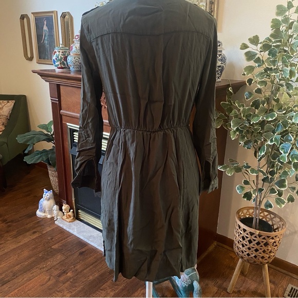 Maeve Anthropologie • Army Green Faux Wrap Dress • Size S - Picture 6 of 9